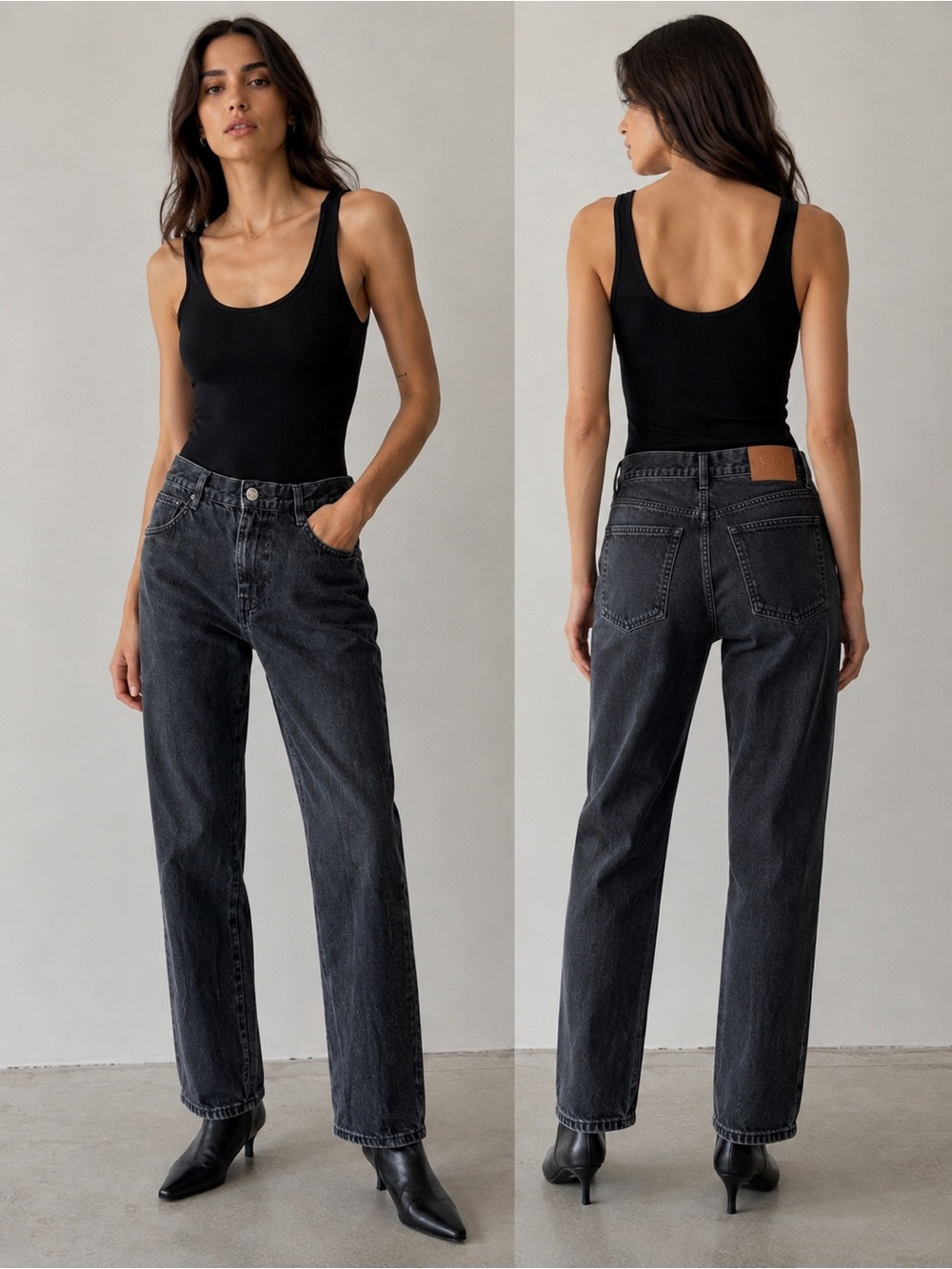6397 Paris Jean Washed Black Straight Crop Mid Rise Size 29 Made in Italy